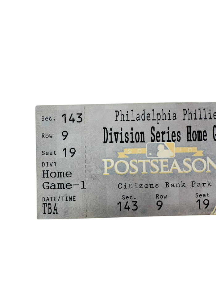 ROY HALLADAY PHILADELPHIA PHILLIES 2010 NO-HITTER TICKET DIVISION SERIES GAME 1 OCTOBER 6, 2010
