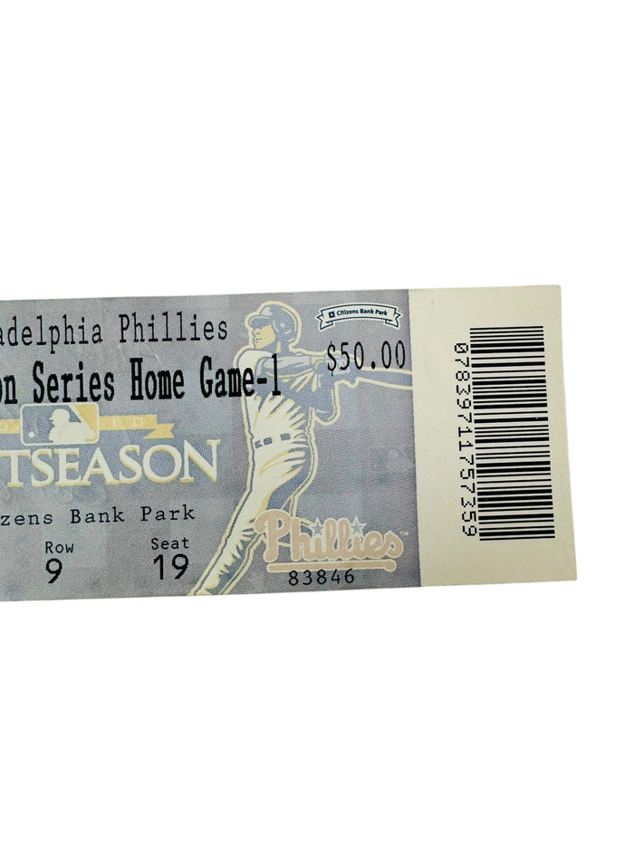 ROY HALLADAY PHILADELPHIA PHILLIES 2010 NO-HITTER TICKET DIVISION SERIES GAME 1 OCTOBER 6, 2010