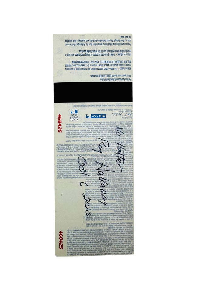ROY HALLADAY PHILADELPHIA PHILLIES 2010 NO-HITTER TICKET DIVISION SERIES GAME 1 OCTOBER 6, 2010