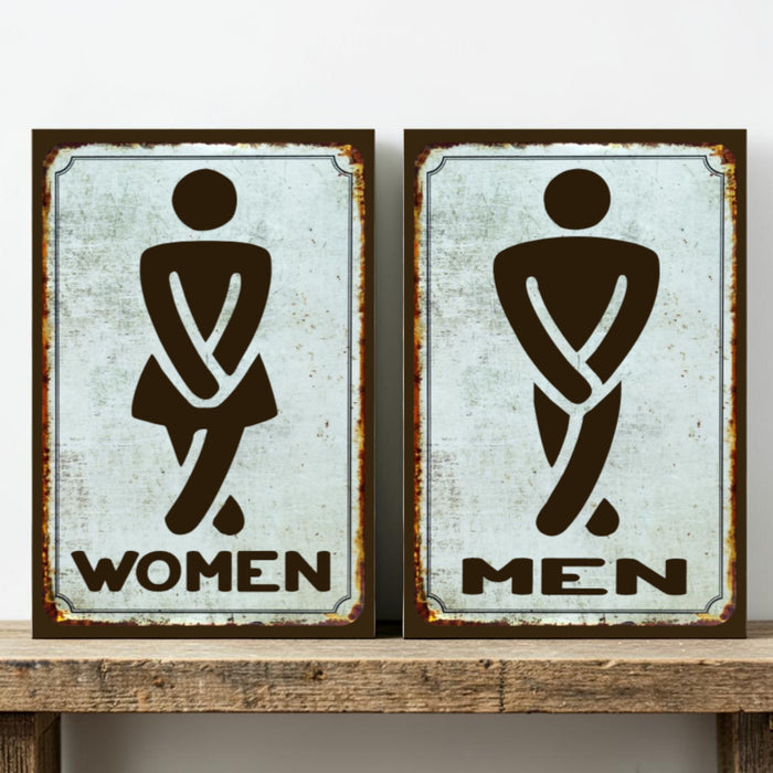 Funny bathroom sign man
Funny bathroom sign woman
Humor restroom wood sign
Cabin bathroom decor sign
Handmade restroom sign set