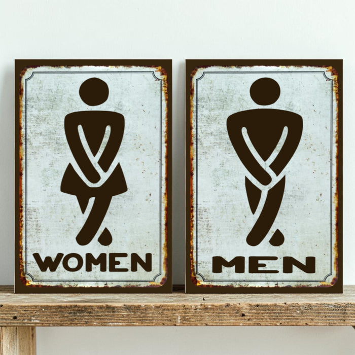 Funny bathroom sign man
Funny bathroom sign woman
Humor restroom wood sign
Cabin bathroom decor sign
Handmade restroom sign set
