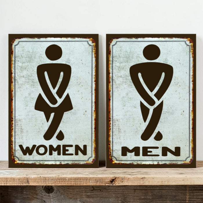 Funny bathroom sign man
Funny bathroom sign woman
Humor restroom wood sign
Cabin bathroom decor sign
Handmade restroom sign set