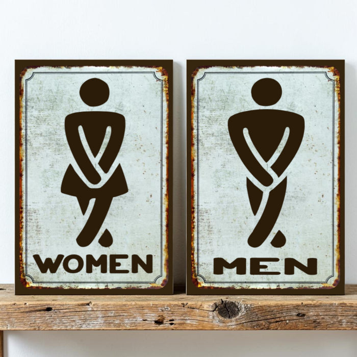 Funny bathroom sign man
Funny bathroom sign woman
Humor restroom wood sign
Cabin bathroom decor sign
Handmade restroom sign set