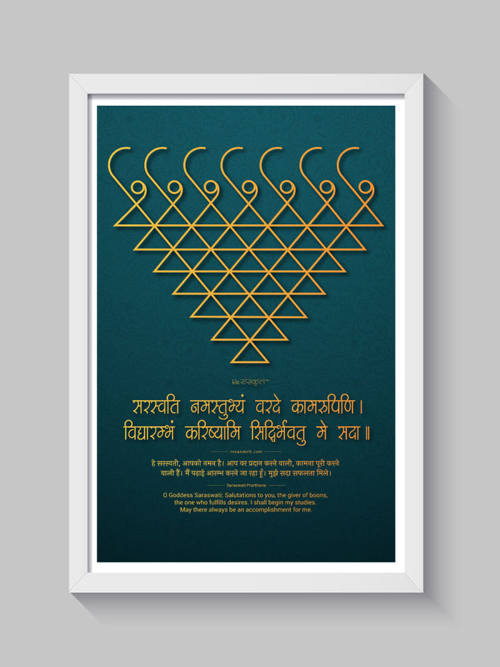 Saraswati Yantra (Saraswati Namastubhyam) Wall Photo Frame