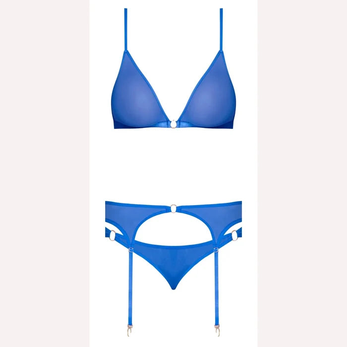 Sassy Bra Garter & Rouched Panty Cobalt 2xl Intimates Adult Boutique