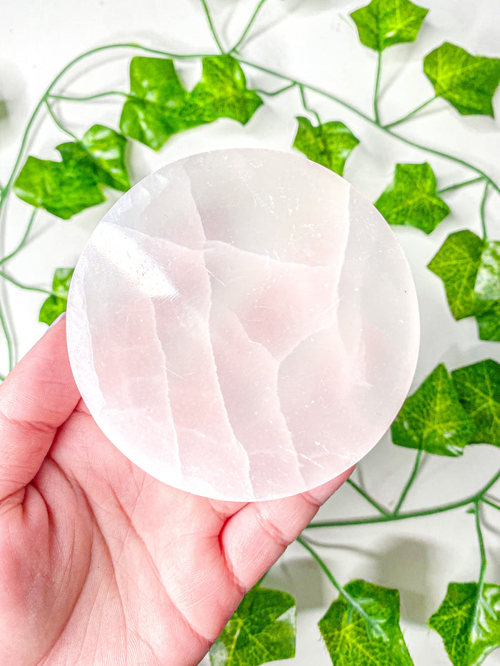 Satin Spar Selenite Circle Charging Plate