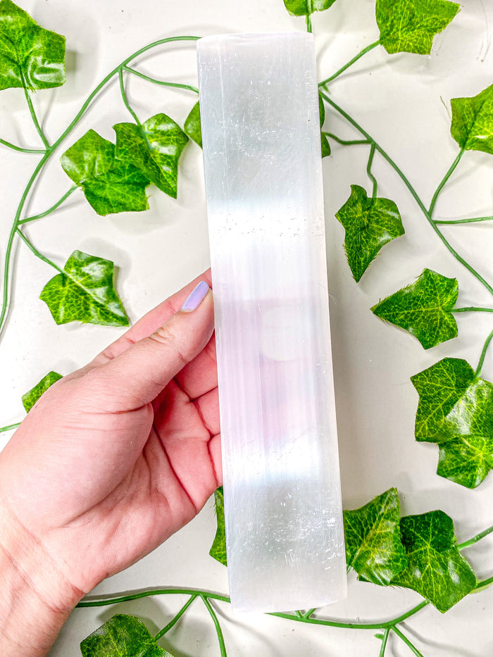 Satin Spar Selenite Rectangle Charging Plate