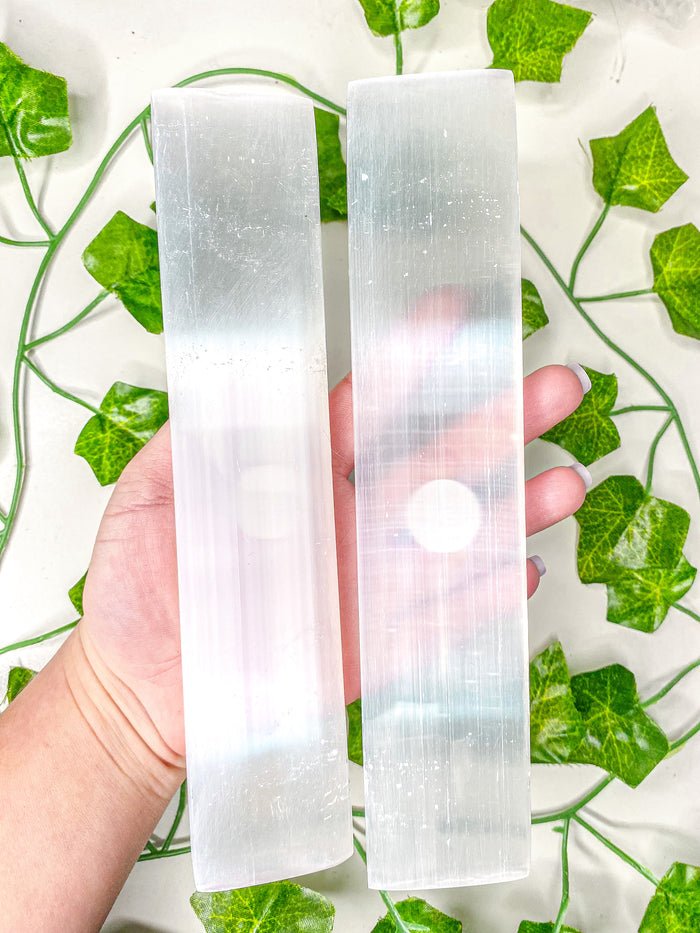 Satin Spar Selenite Rectangle Charging Plate