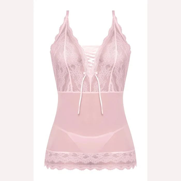 Seabreeze Lace Up Chemise & G Set Blush 2xl Intimates Adult Boutique