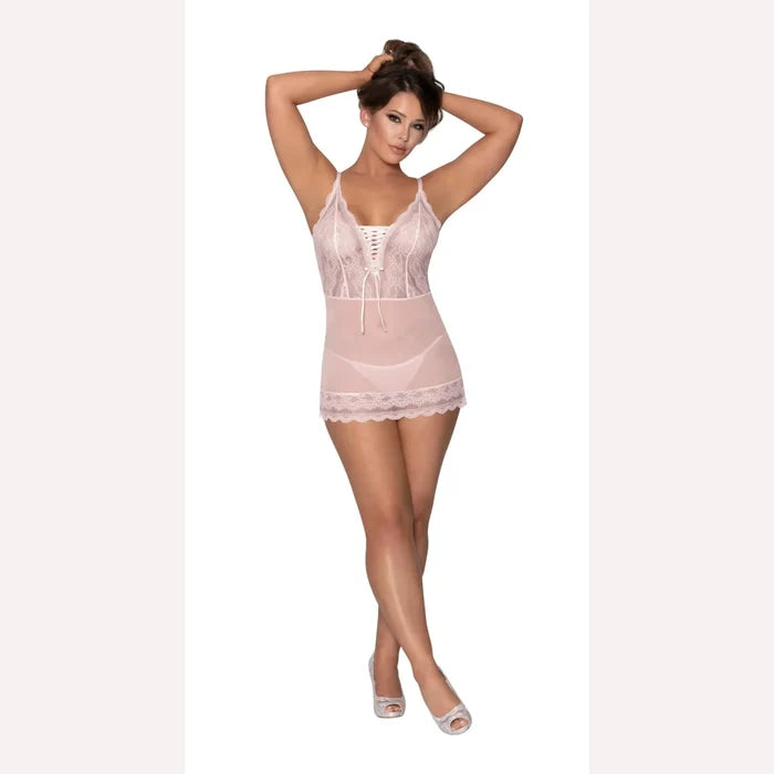 Seabreeze Lace Up Chemise & G Set Blush L/xl Intimates Adult Boutique