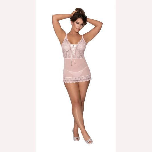 Seabreeze Lace Up Chemise & G Set Blush L/xl Intimates Adult Boutique