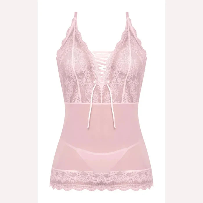 Seabreeze Lace Up Chemise & G Set Blush L/xl Intimates Adult Boutique