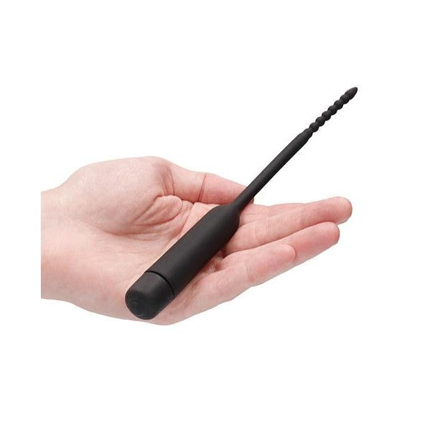 Silicone Vibrating Bullet Plug W- Beaded Tip Urethral Sounding Black Intimates Adult Boutique