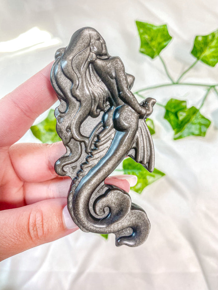 Silver Sheen Obsidian Mermaid