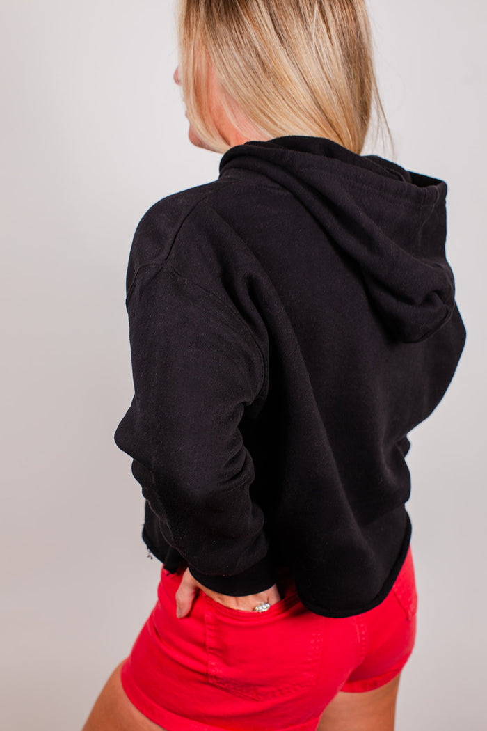 "Skate Don't Hate" Crop Hoodie - Black