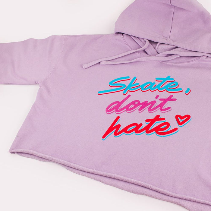"Skate Don't Hate" Crop Hoodie - Lilac
