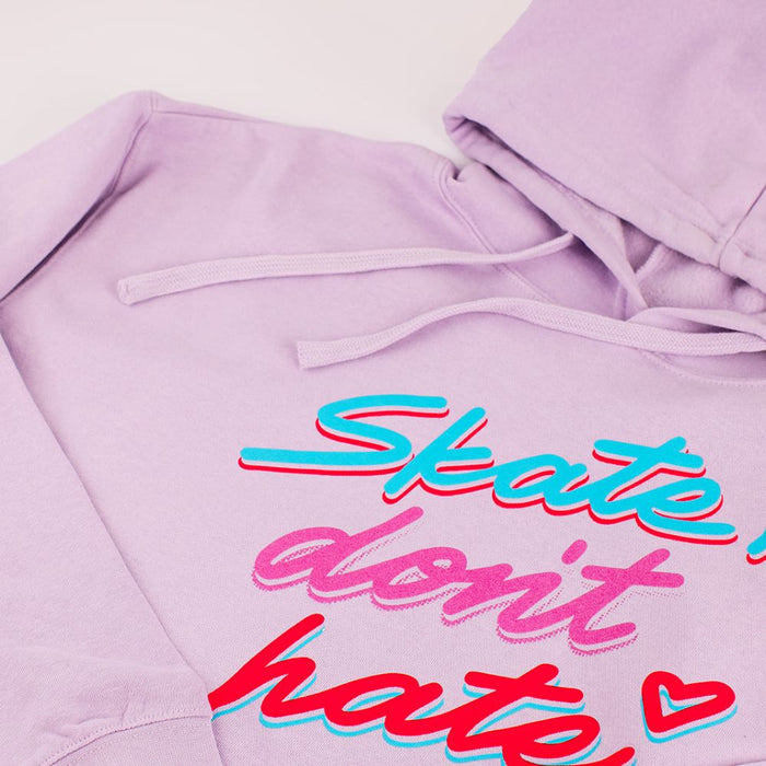 "Skate Don't Hate" Crop Hoodie - Lilac