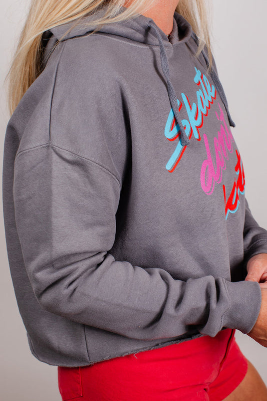 "Skate Don't Hate" Crop Hoodie - Storm