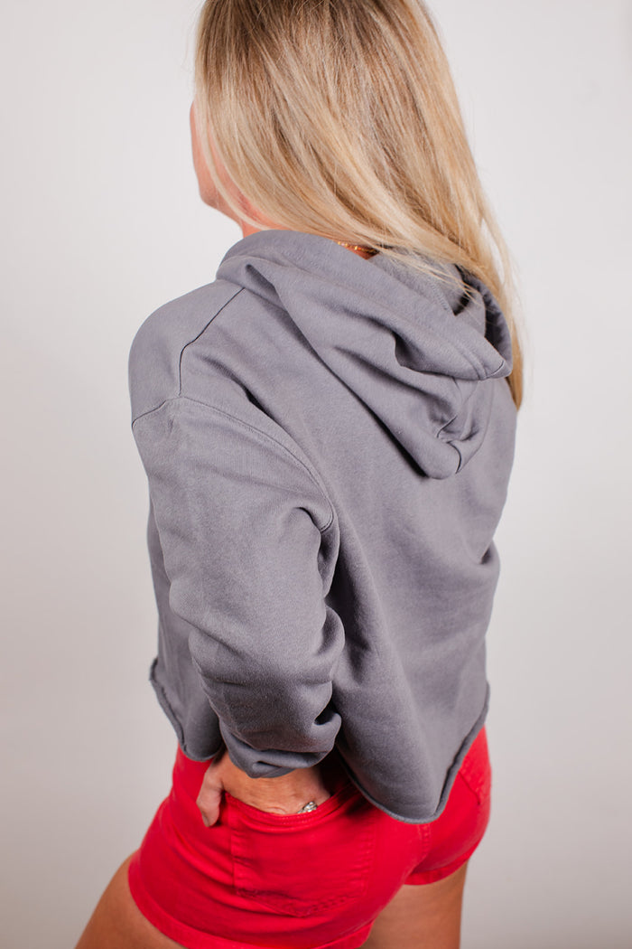 "Skate Don't Hate" Crop Hoodie - Storm