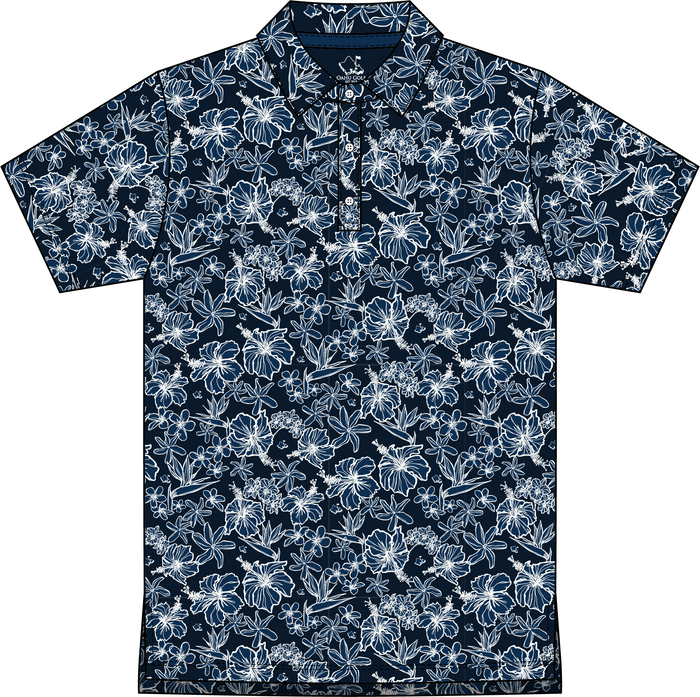"Small Kine Sketchy" Dark Ocean - OGA Youth Polo - Midnight Blues