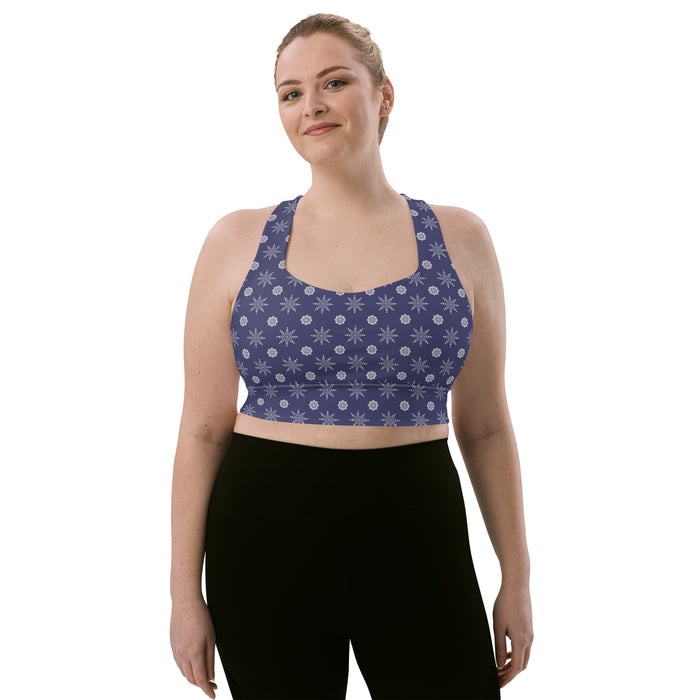 Snowflakes Longline Sports Bra