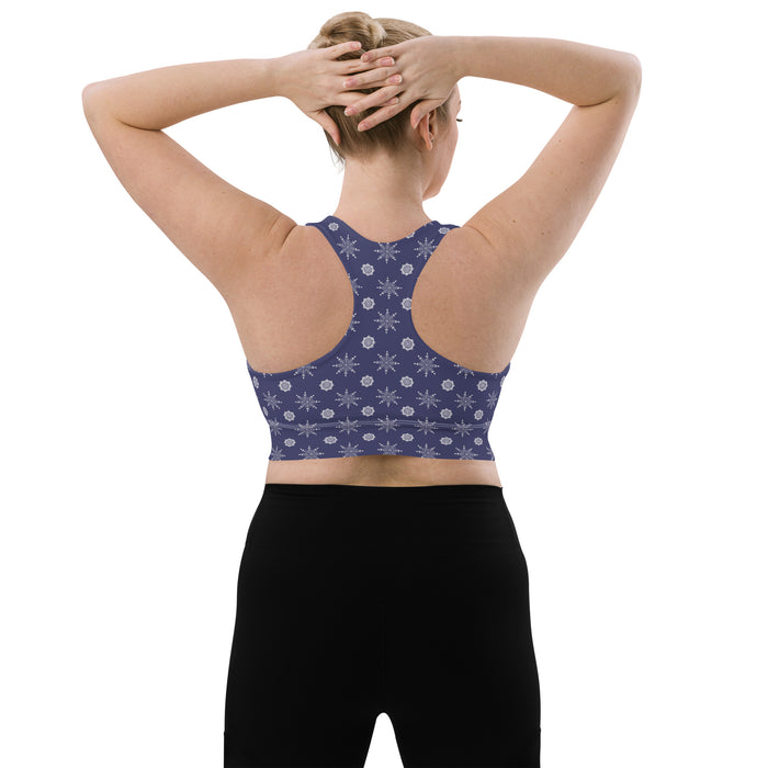 Snowflakes Longline Sports Bra