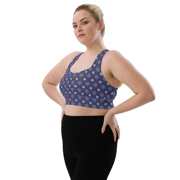 Snowflakes Longline Sports Bra