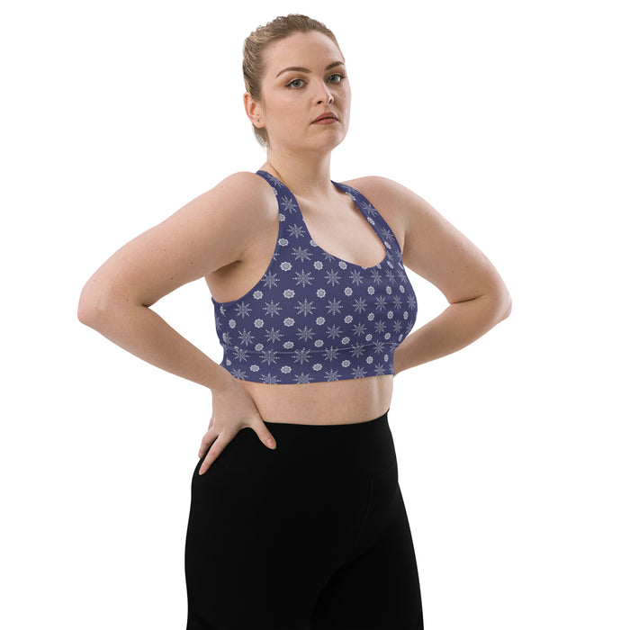 Snowflakes Longline Sports Bra