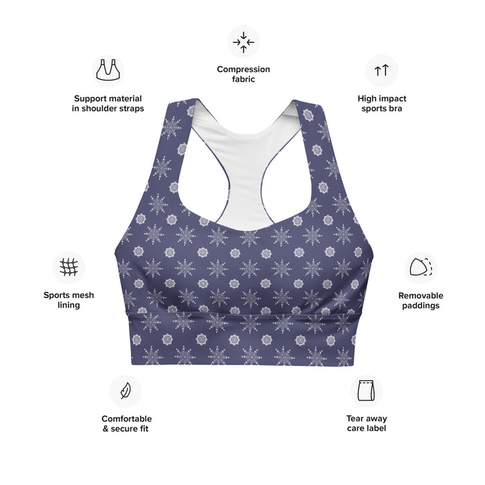 Snowflakes Longline Sports Bra