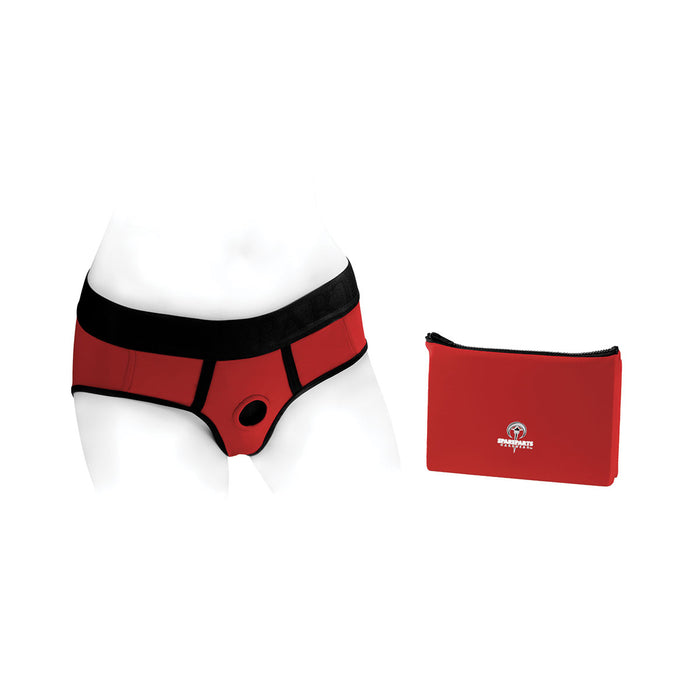 SpareParts Tomboi Harness Red-Black Nylon - 4X Intimates Adult Boutique