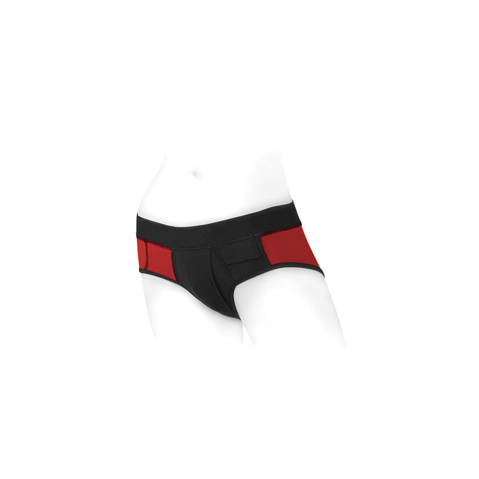 SpareParts Tomboi Harness Red-Black Nylon - 4X Intimates Adult Boutique