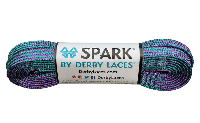 Spark Derby Laces - Purple and Teal Stripe