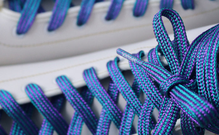 Spark Derby Laces - Purple and Teal Stripe