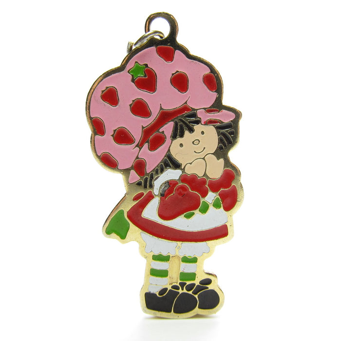 Strawberry Shortcake gold enameled pendant