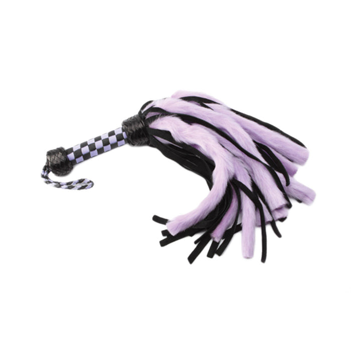 Suede and Fluff MINI Flogger - 18" - Purple-Black Intimates Adult Boutique