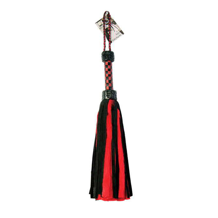 Suede and Fluff MINI Flogger - 18" - Red-Black Intimates Adult Boutique