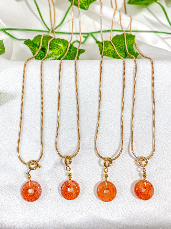 Sunstone Donut Pendant Necklace