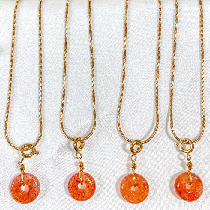 Sunstone Donut Pendant Necklace