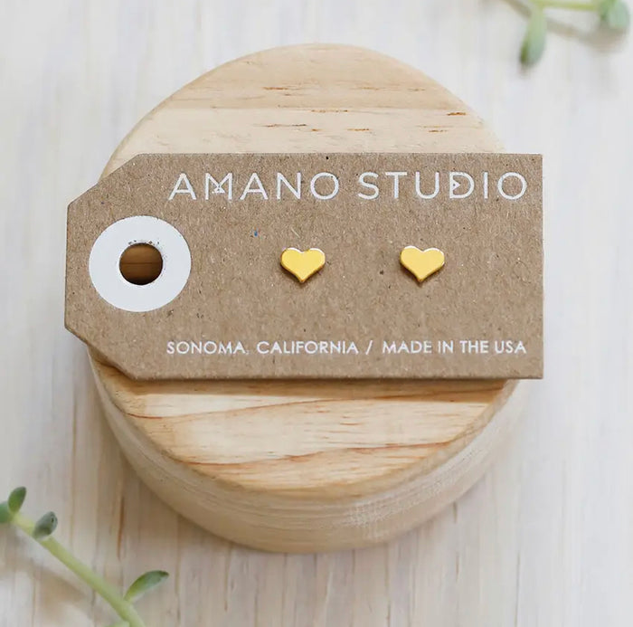 Tiny Heart Studs 14k Gold Plate