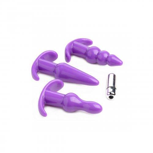 Trinity Vibes 4 Pc Vibrating Anal Plug Set Purple Intimates Adult Boutique
