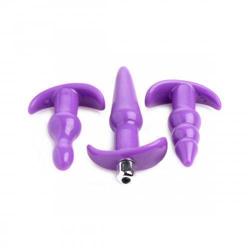 Trinity Vibes 4 Pc Vibrating Anal Plug Set Purple Intimates Adult Boutique