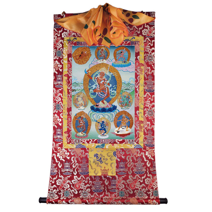 2746-唐卡-HBMT-050金刚亥母-卓玛那嫫-噶玛噶举-老-240dpi - Tibetan thangka painting, detailed view