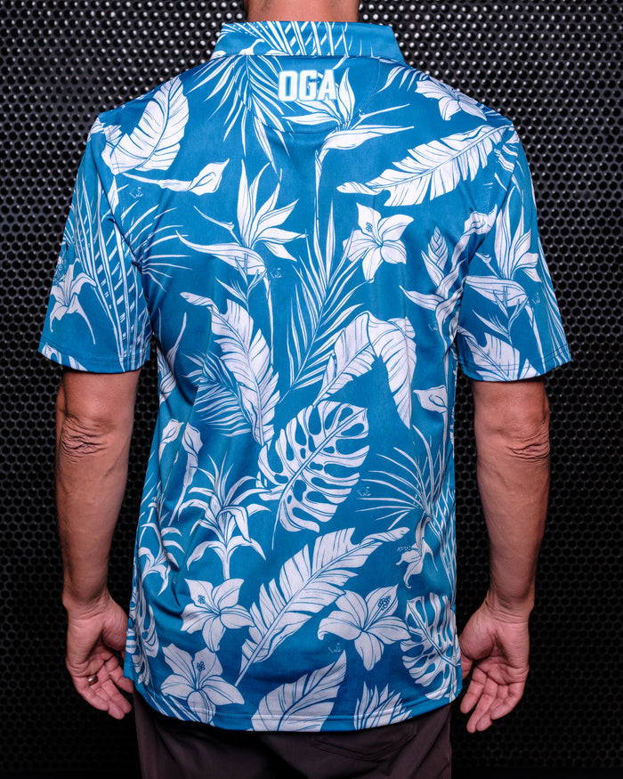 "Tropical Storm" - OGA Men's Polo - Teal Blue / White Mist