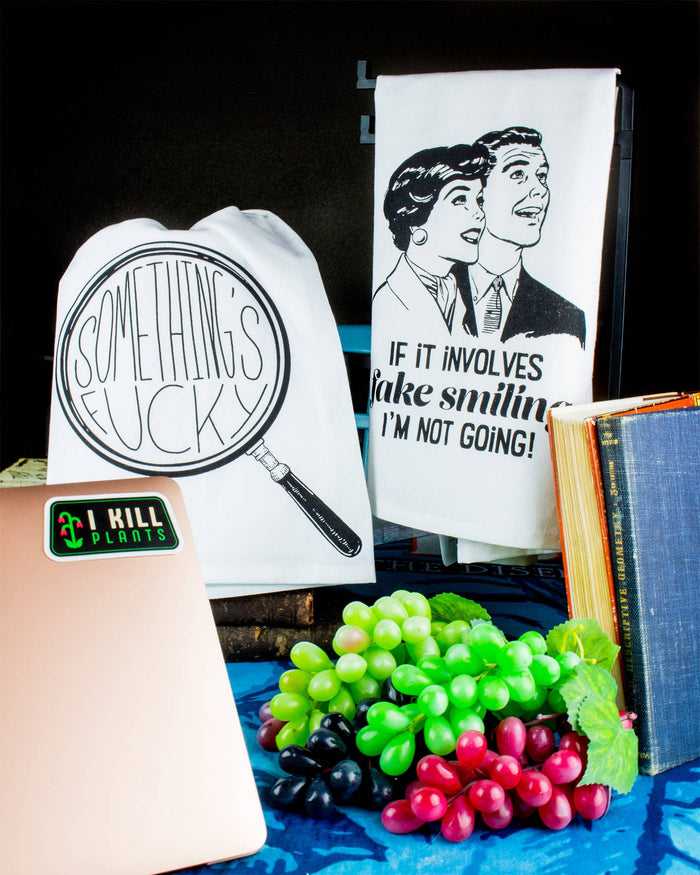 Twisted Wares - If It Involves Fake Smiling | Funny Kitchen Towels