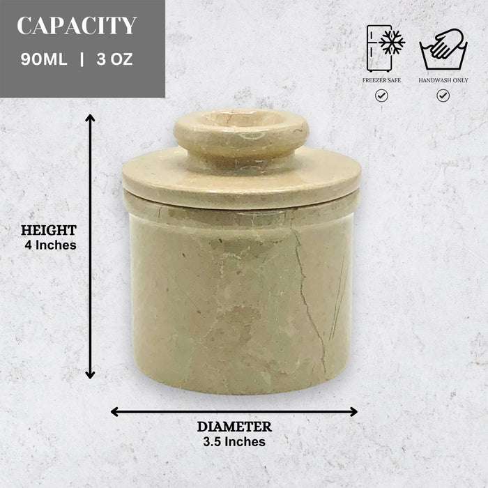 Verona Marble Butter Keeper with Lid - capacity guide