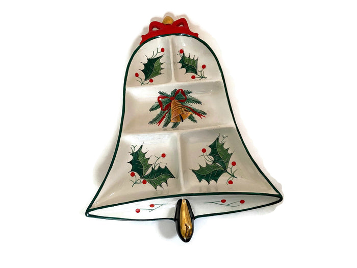 Vintage Italian Pottery Christmas Bell Divided Dish at Duckwells