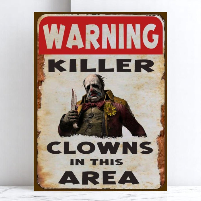 Warning! Killer Clowns Aluminum Sign – Handmade Horror Decor - Wainfleet Trading Post