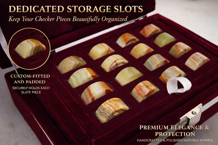White and Green Onyx Marble Checkers Set - (32 Premium Pieces )