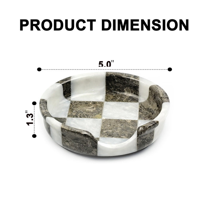 White and Grey Marble Spoon Rest - Checkered Style | OceanicX