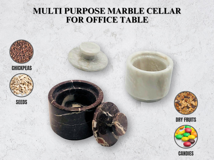 White and Red Marble Salt Cellar